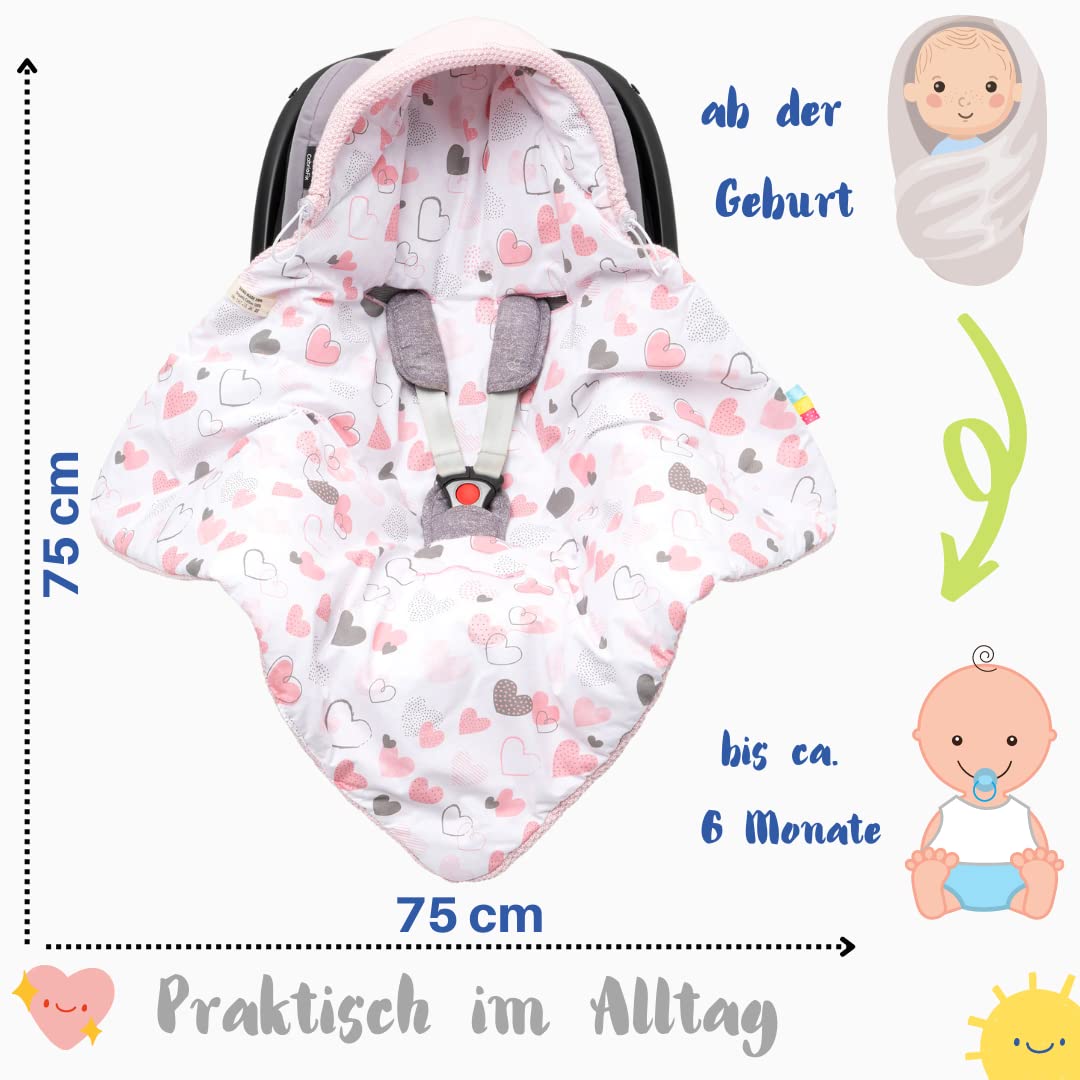 Baby Einschlagdecke Babyschale Winter Strickdecke Kinderwagendecke Fußsack Baby 100% Baumwolle mit Füllung Universal für Kinderwagen Buggys Frühling Maxi Cosi 3 Punkt Gurt Beige Grau(39) (Senfgelb)
