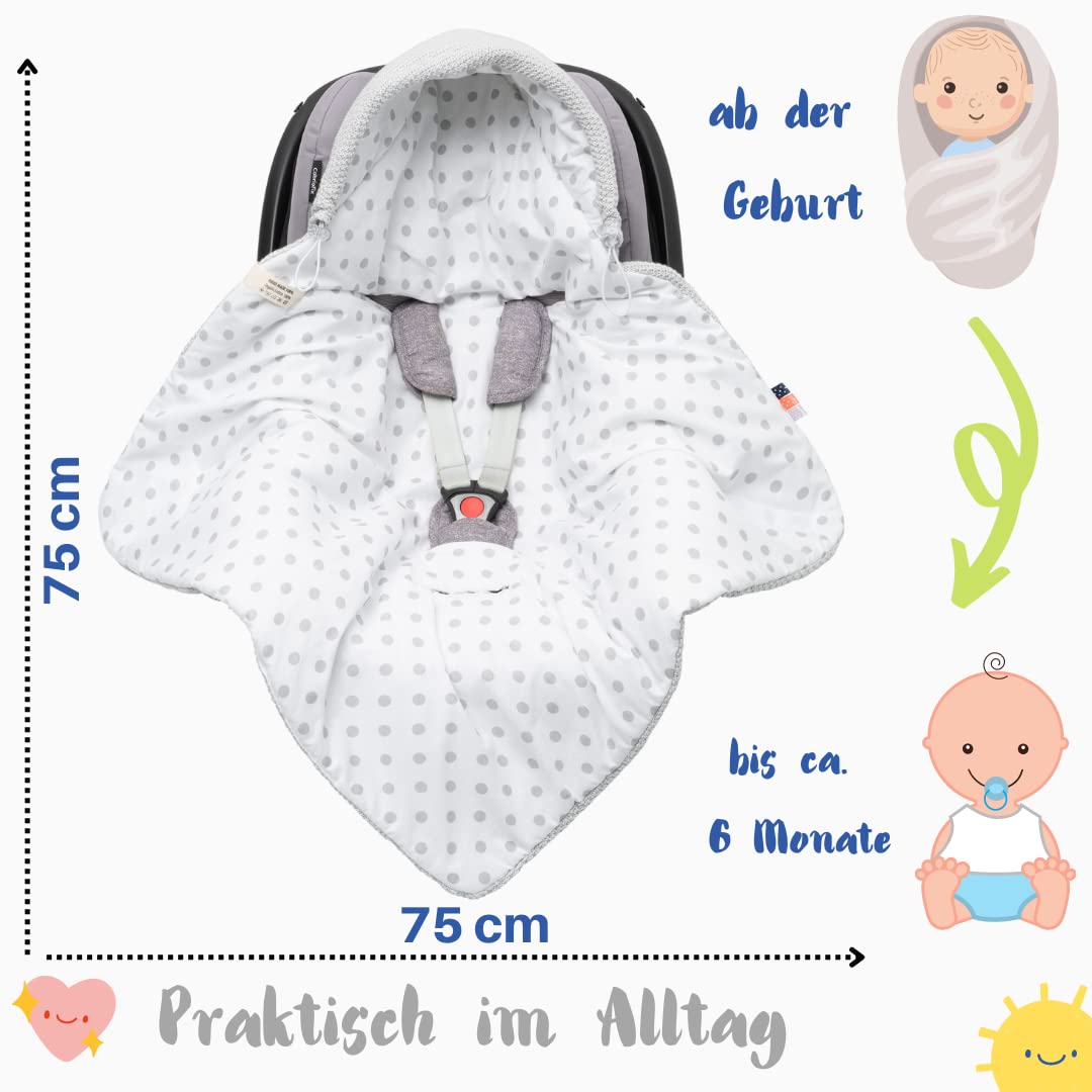 Baby Einschlagdecke Babyschale Winter Strickdecke Kinderwagendecke Fußsack Baby 100% Baumwolle mit Füllung Universal für Kinderwagen Buggys Frühling Maxi Cosi 3 Punkt Gurt Beige Grau(39) (Senfgelb)
