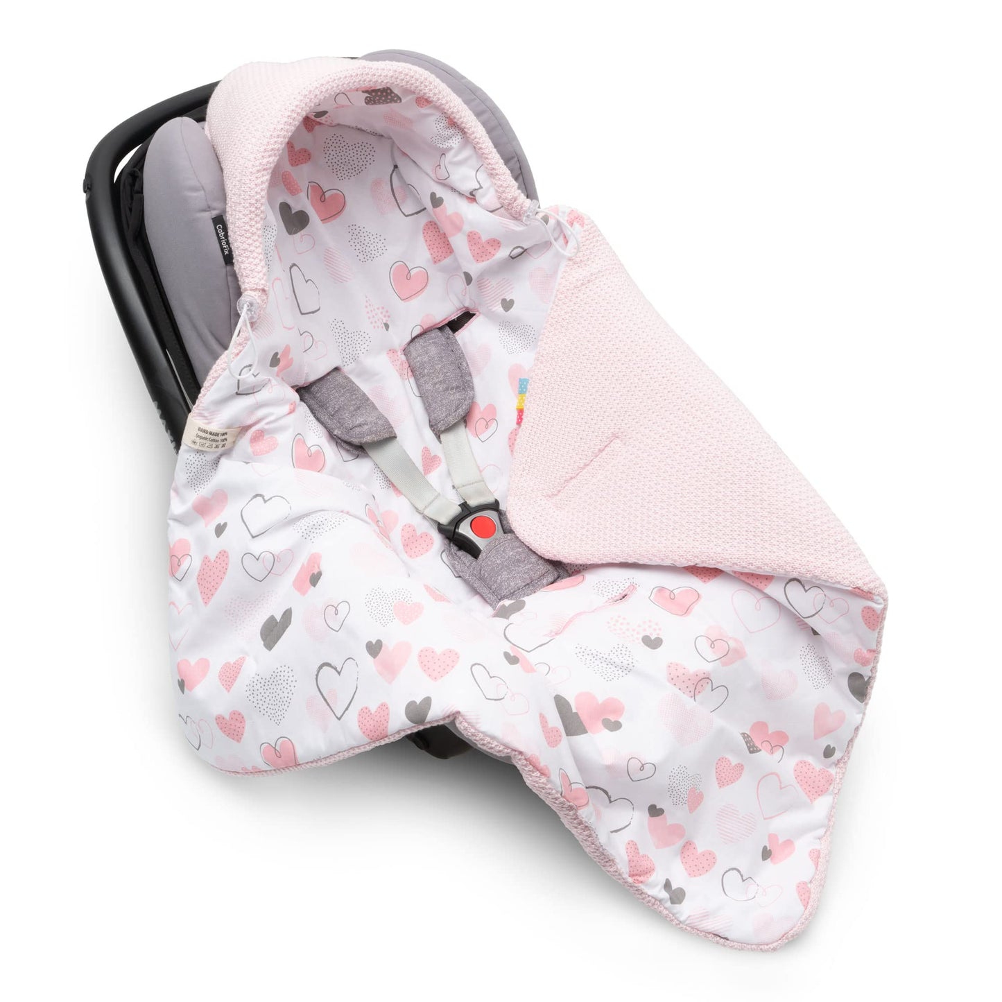 Baby Einschlagdecke Babyschale Winter Strickdecke Kinderwagendecke Fußsack Baby 100% Baumwolle mit Füllung Universal für Kinderwagen Buggys Frühling Maxi Cosi 3 Punkt Gurt Beige Grau(39) (Senfgelb)