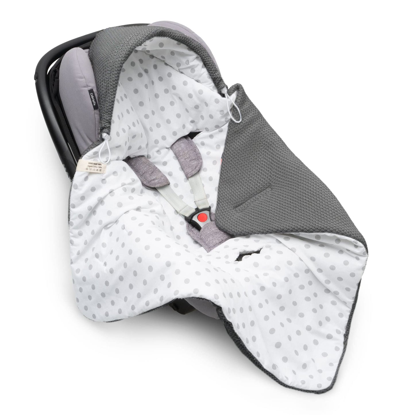Baby Einschlagdecke Babyschale Winter Strickdecke Kinderwagendecke Fußsack Baby 100% Baumwolle mit Füllung Universal für Kinderwagen Buggys Frühling Maxi Cosi 3 Punkt Gurt Beige Grau(39) (Senfgelb)