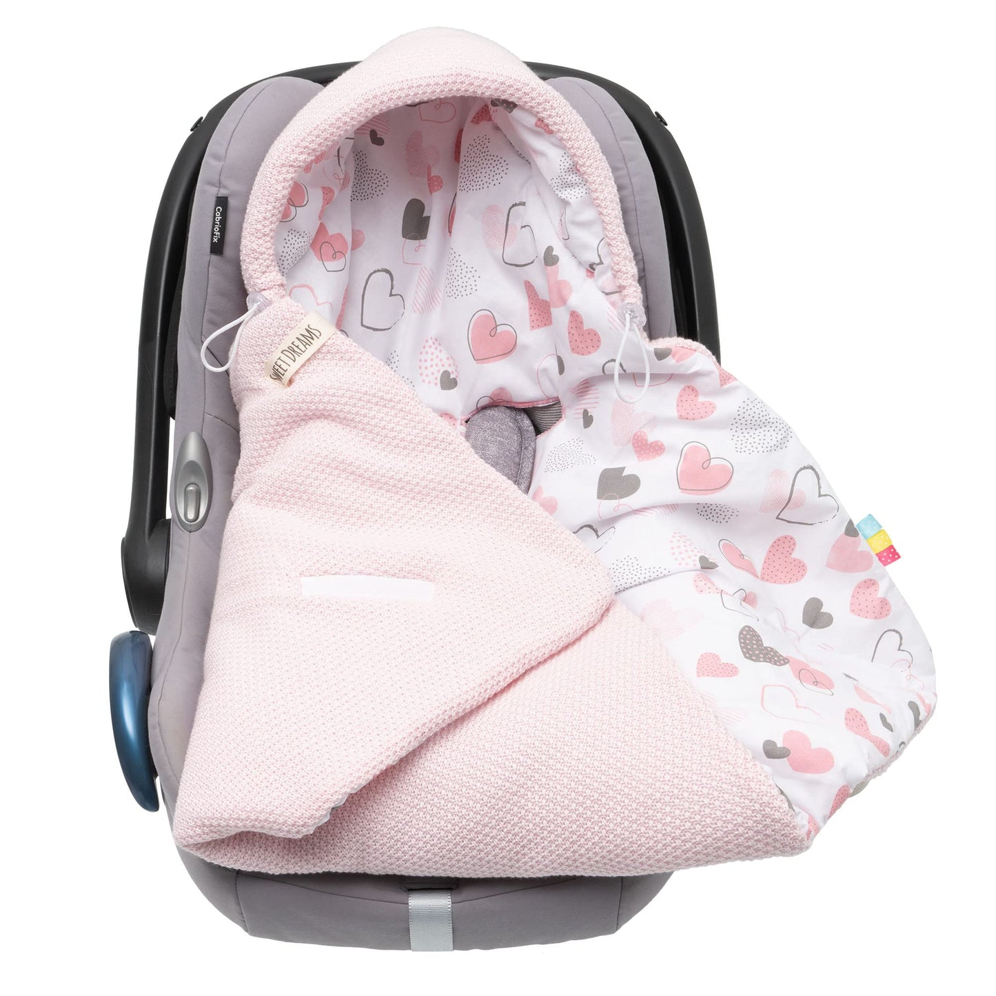 Baby Einschlagdecke Babyschale Winter Strickdecke Kinderwagendecke Fußsack Baby 100% Baumwolle mit Füllung Universal für Kinderwagen Buggys Frühling Maxi Cosi 3 Punkt Gurt Beige Grau(39) (Senfgelb)