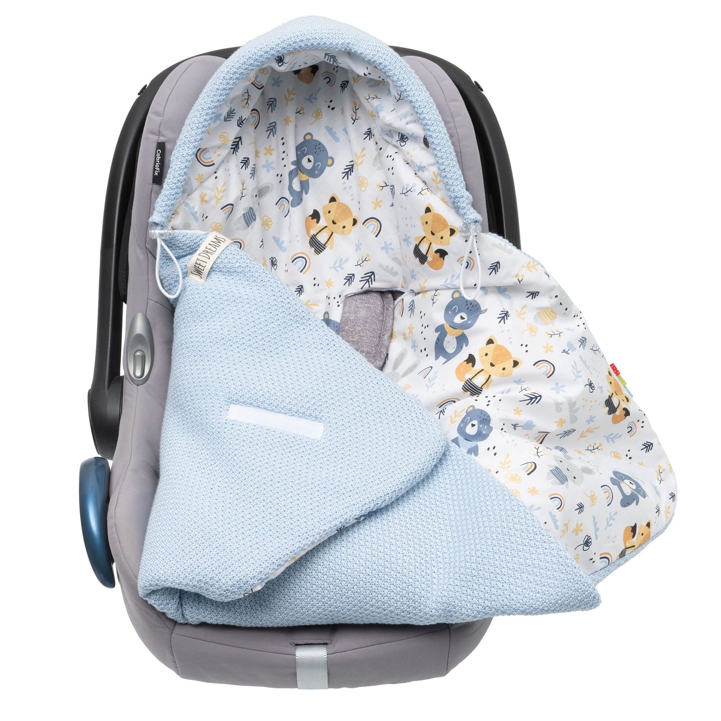 Baby Einschlagdecke Babyschale Winter Strickdecke Kinderwagendecke Fußsack Baby 100% Baumwolle mit Füllung Universal für Kinderwagen Buggys Frühling Maxi Cosi 3 Punkt Gurt Beige Grau(39) (Senfgelb)